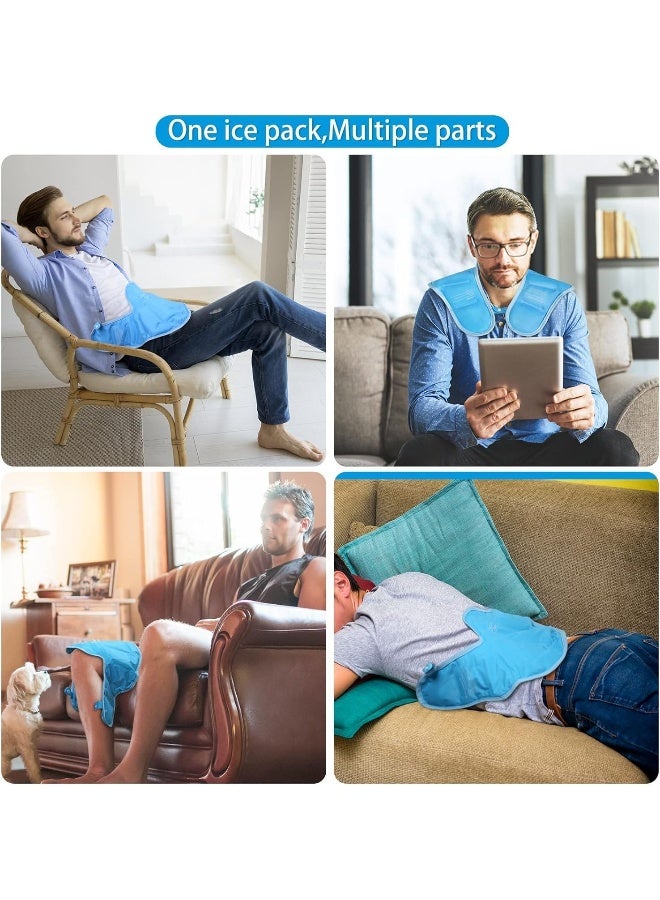 Relief Expert Neck Shoulder Ice Pack Large Reusable Gel Cold Pack Wrap for Upper Back Cold Compress Therapy for Muscle Relaxing and Soothing with Soft Plush Lining - Blue - Image 4